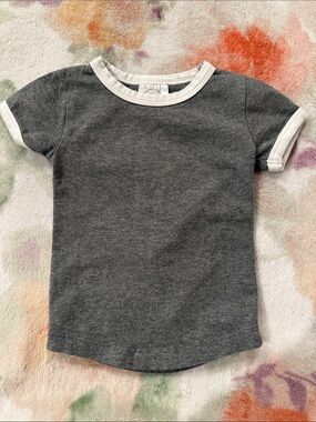 Sova Classic Gray Ringer Tee for Kids - White Trim